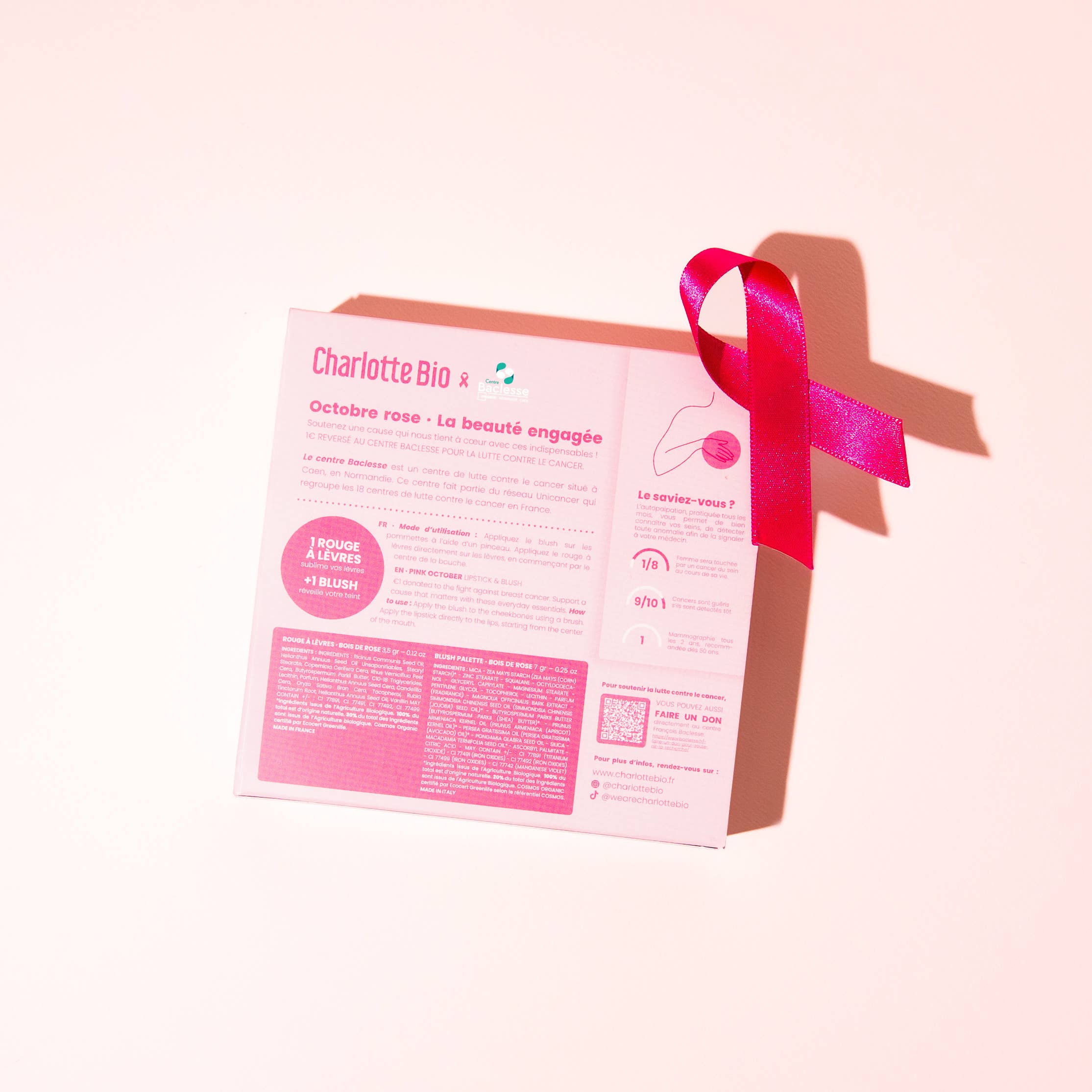 CHARLOTTE BIO – Engroshandel Kosmetiktaske – Solidarisk Gaveæske Lyserød Oktober3