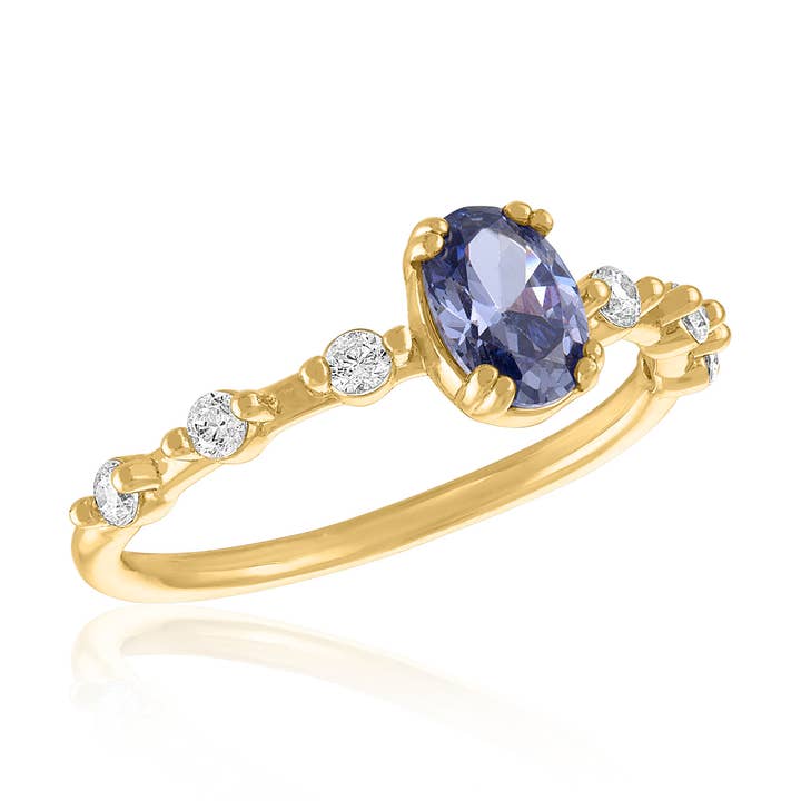 Layers Ring: Lavender Oval Statement Gold Ring for wholesale by Center Court