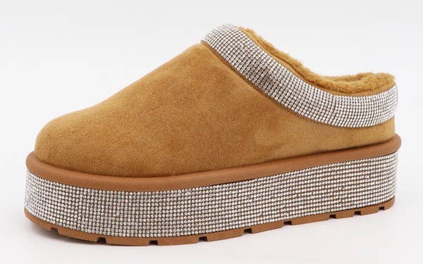 Andrea Bijoux - Wholesale Mules - Women's - Rhinestone Platform SLIP ON Fuzzy fur 1