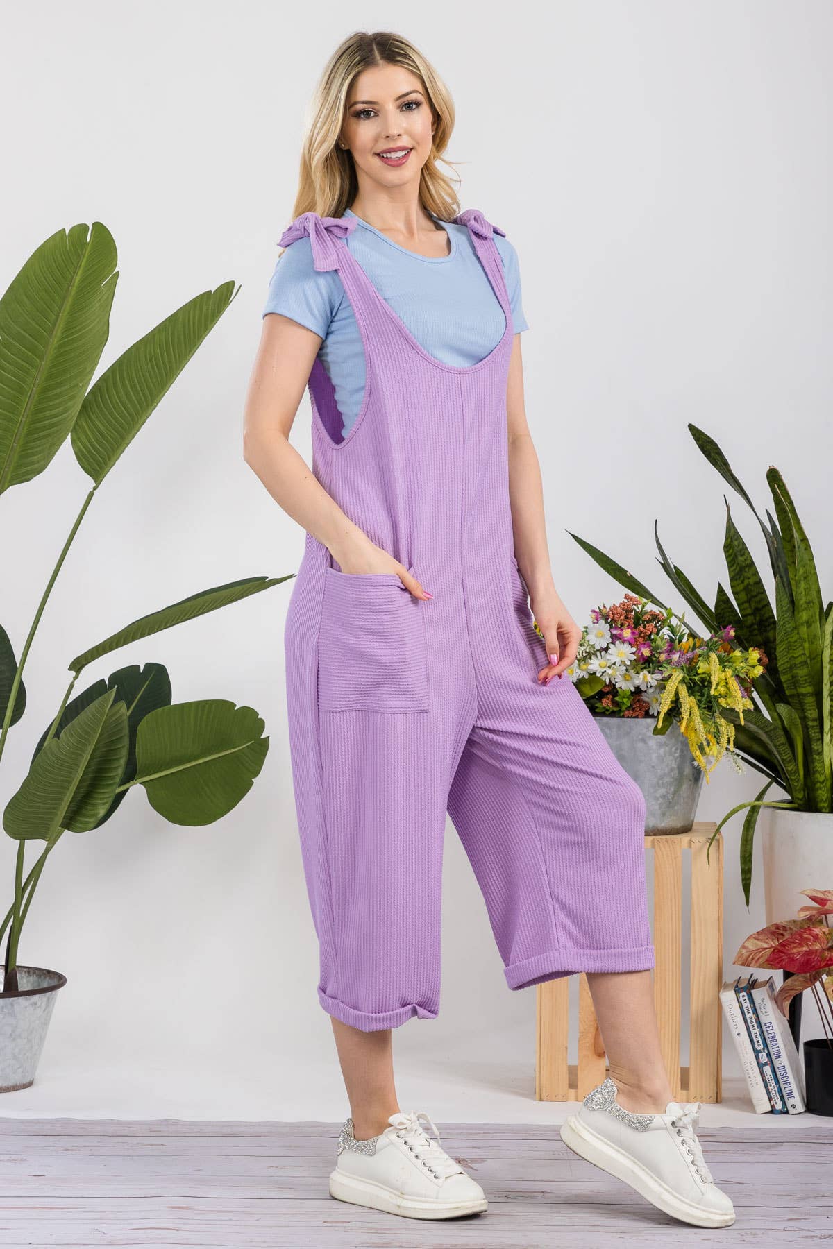 Celeste Clothing – Engroshandel Jumpsuit - Dame – CASUAL RIB CAPRI JUMPSUIT MED LOMMER -CP338734