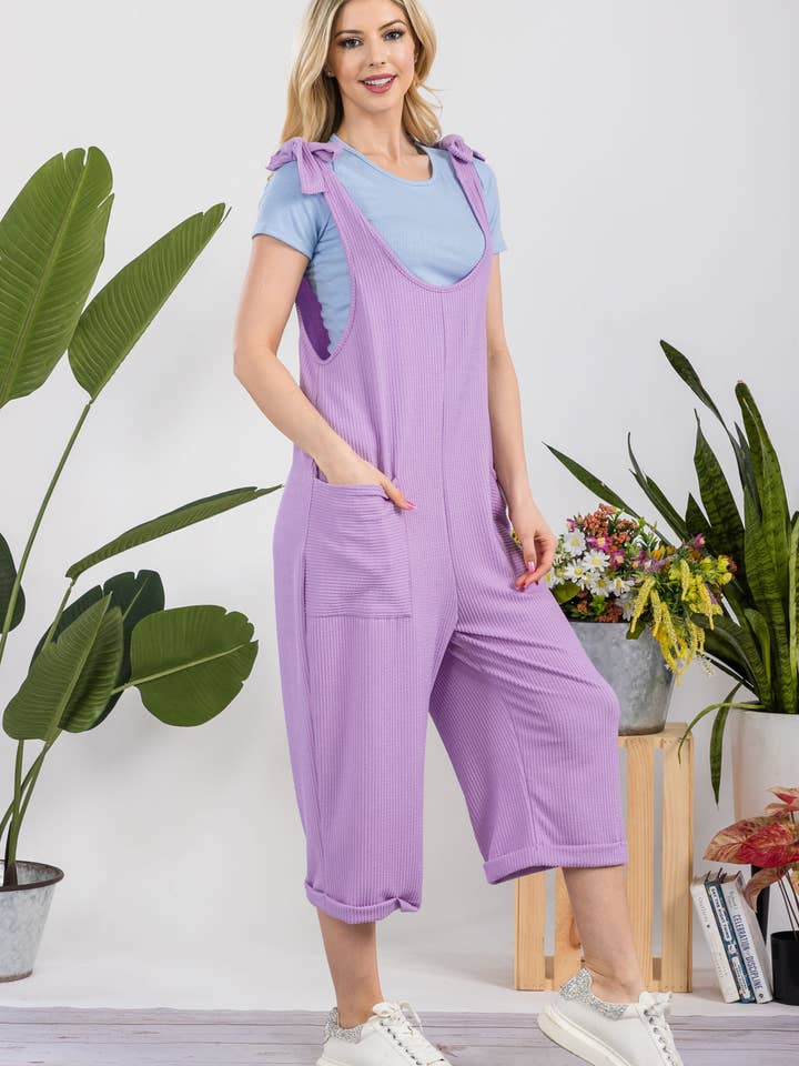 Celeste Clothing – Engroshandel Jumpsuit - Dame – CASUAL RIB CAPRI JUMPSUIT MED LOMMER -CP338734