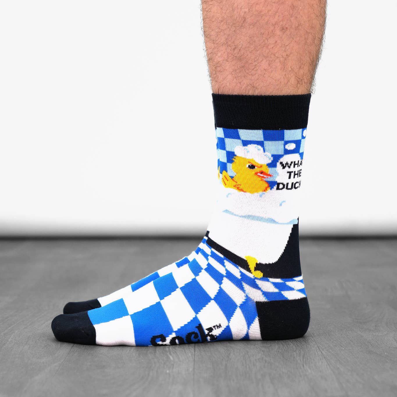 Sock Talk - Wholesale Socks - Men's - Men's Combed Cotton Crew Socks- Blue, What the Duck?0