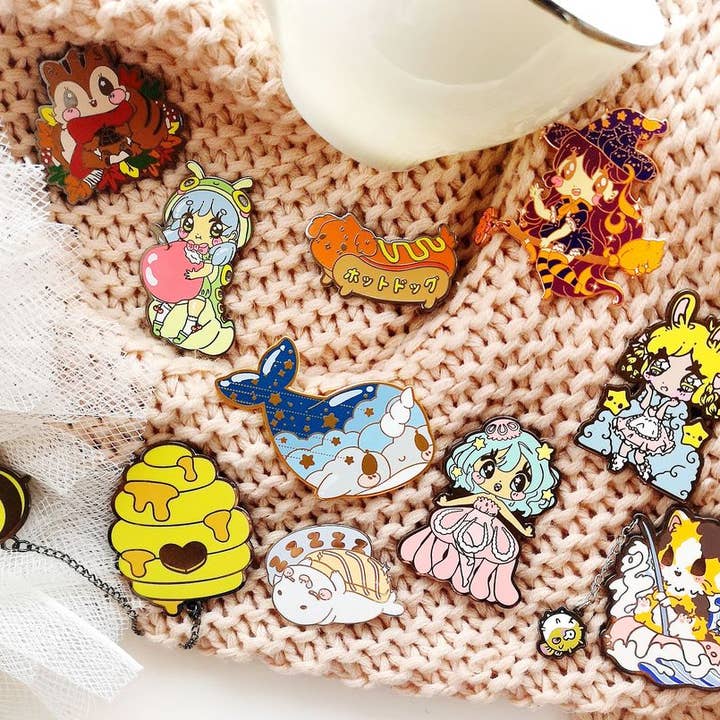 Kittynaut - Wholesale Lapel Pin/Button - Secret Shop - March 2019 - Caterpillar Girl2