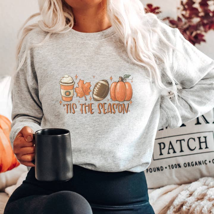 Tis the Season Fall Crewneck Sweatshirt for wholesale by Trendznmore - Modern Graphic Apparel