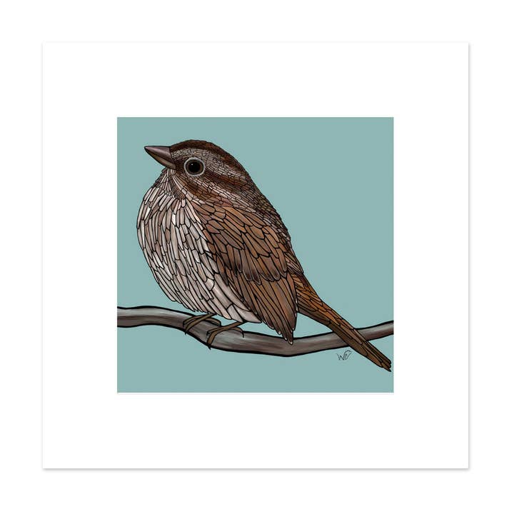 Signed & Matted Print - Song Sparrow for wholesale by Unperfekt Studios