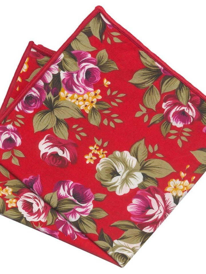 ROTES TASCHENTUCH AUS BAUMWOLLE MIT BLUMENMOTIV für den Großhandel von Josvil