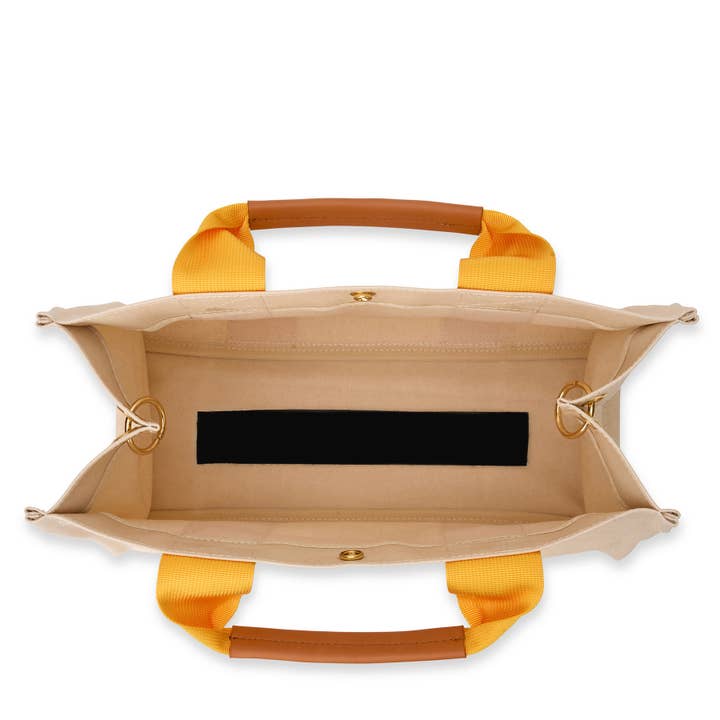 Boulevard - Wholesale Tote Bag - Women's - "Kylie" Yellow Nylon Tote with Leather Accents3