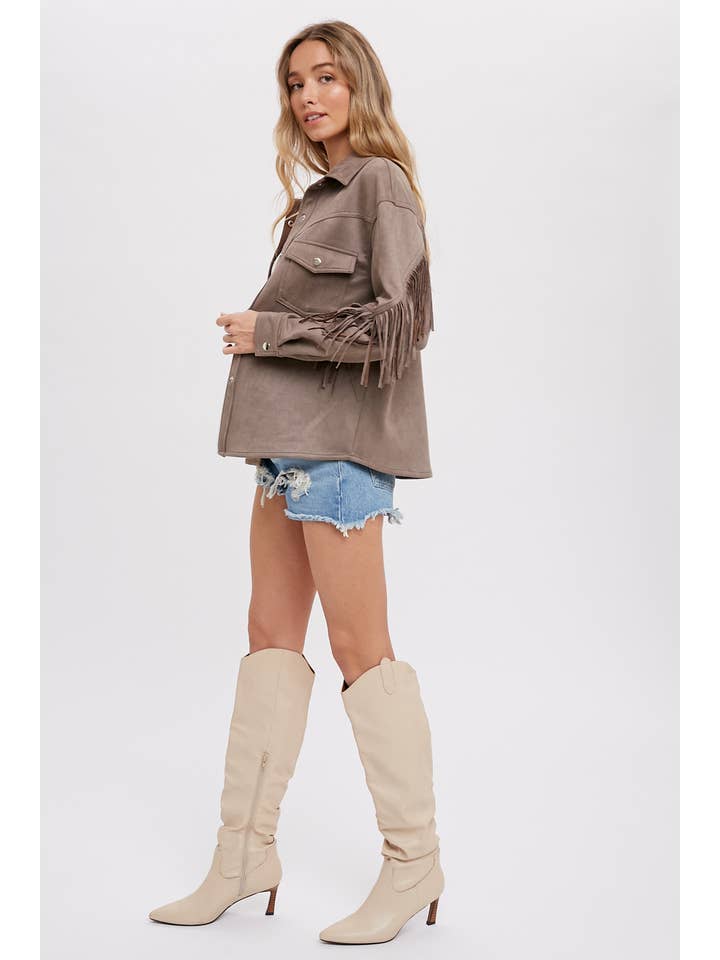 Bluivy - Wholesale Shirt Jacket/Shacket - Women's - VEGAN SUEDE FRINGED SHACKET33