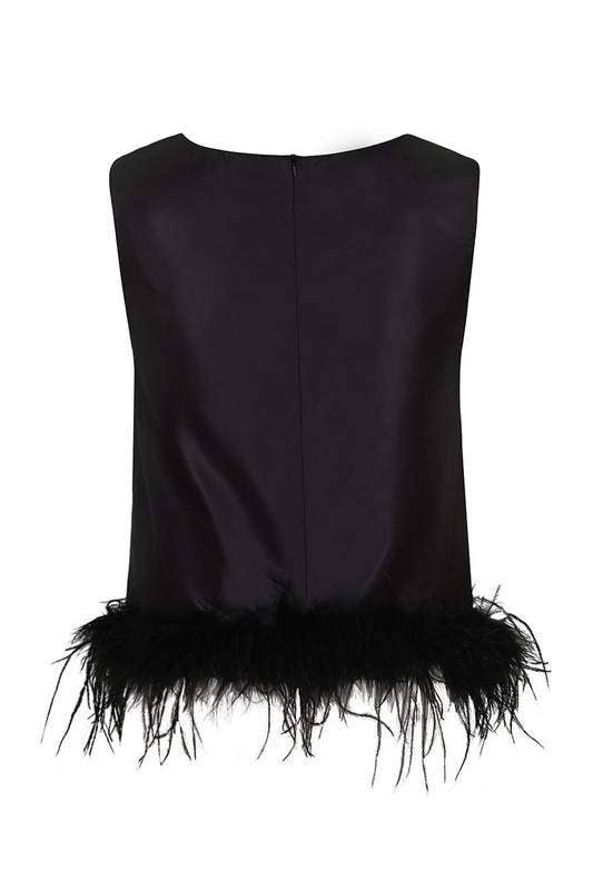 Queen Fashion - Wholesale Blouse - Women's - feather trim sleeveless top feather16
