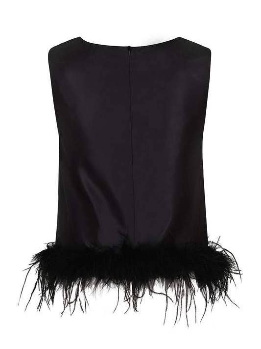 Flarix - Wholesale Blouse - Women's - feather trim sleeveless top feather16