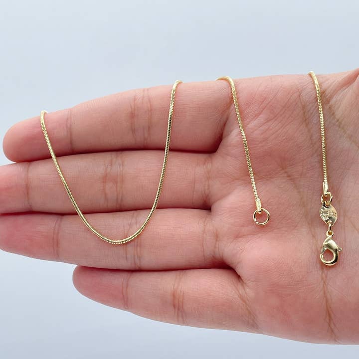 Oro Cadena Texturizada de Serpiente Redonda de 18k GF Cola de Ratón de venta al por mayor en Faire1