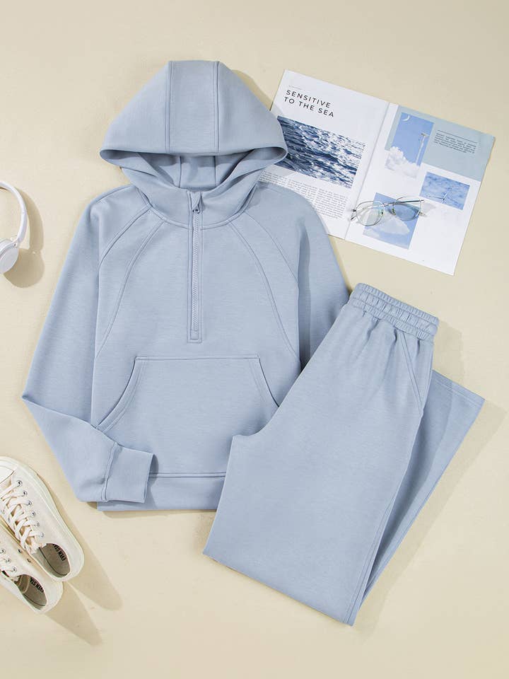 FASHION BLVD - Wholesale Activewear Set - Women's - FB Solid Half Zip Hoodie and Pants Set5