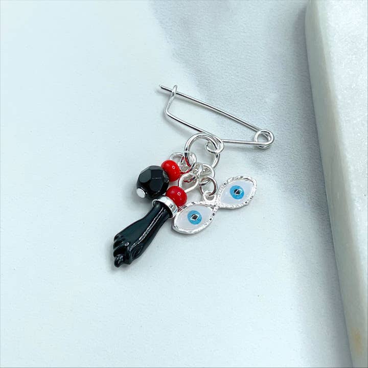 DIJU Jewelry - Wholesale Individual Charm/Pendant - 18k Gold Filled or Silver Filled, New Born, Simulated Azabache, Figa Hand, Evil Eye Charms Pendant, Wholesale Jewelry Making Supplies