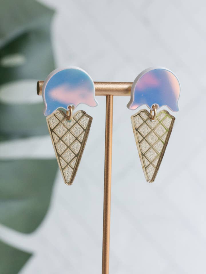 Ice Cream Cone Earrings for wholesale by Wondermint Goods