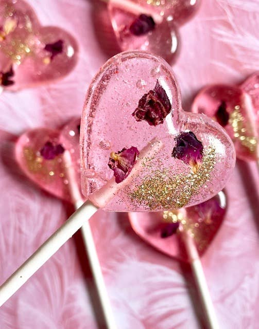 Sweetie Darling Candy - Wholesale Lollipop - Glitter Rose Love Heart Lollipops (12 Pieces)1
