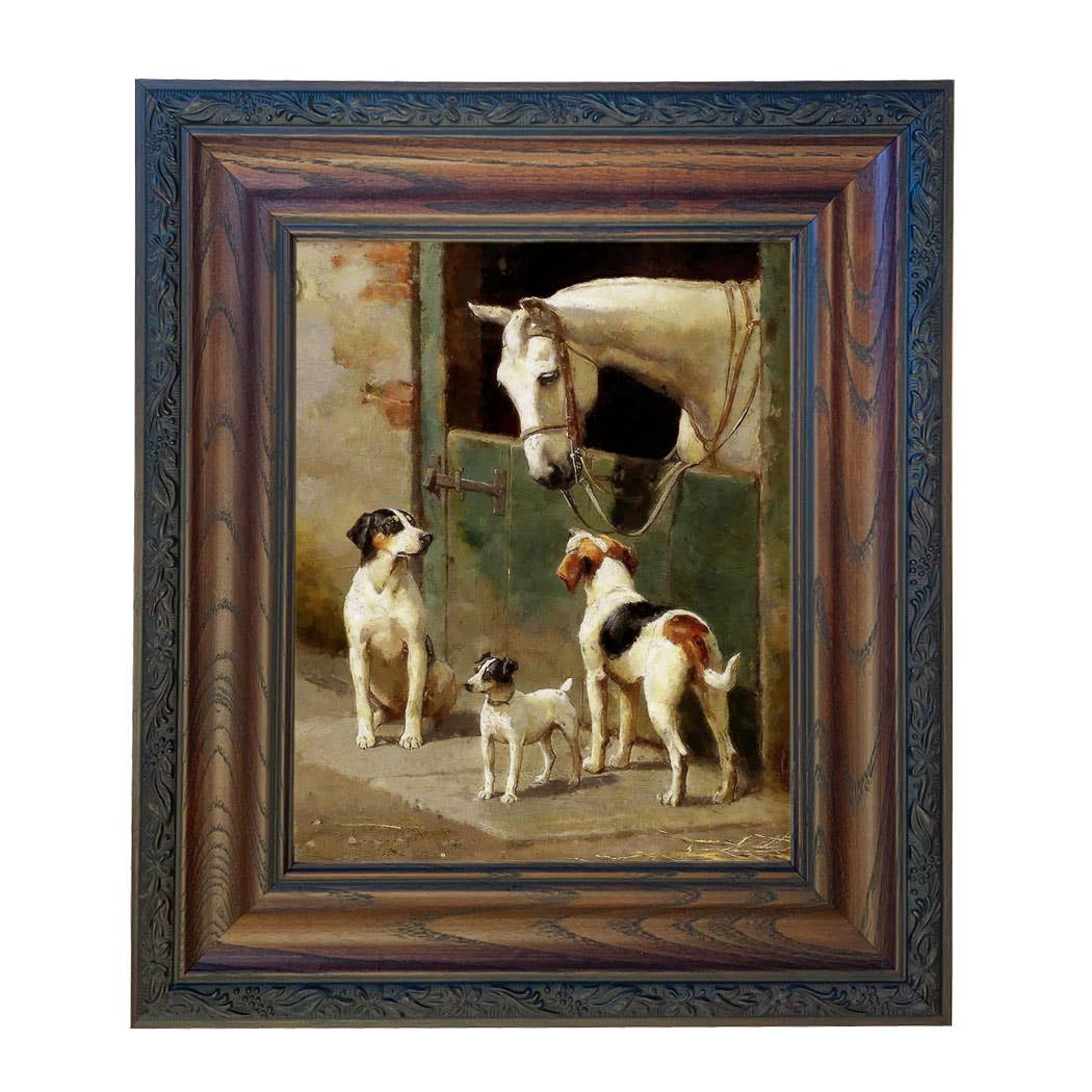 Madison Bay Co. - Historical Home Decor Reproductions - Wholesale Art Print - Dog and Horse at Stable Vintage Painting Print on Canvas1