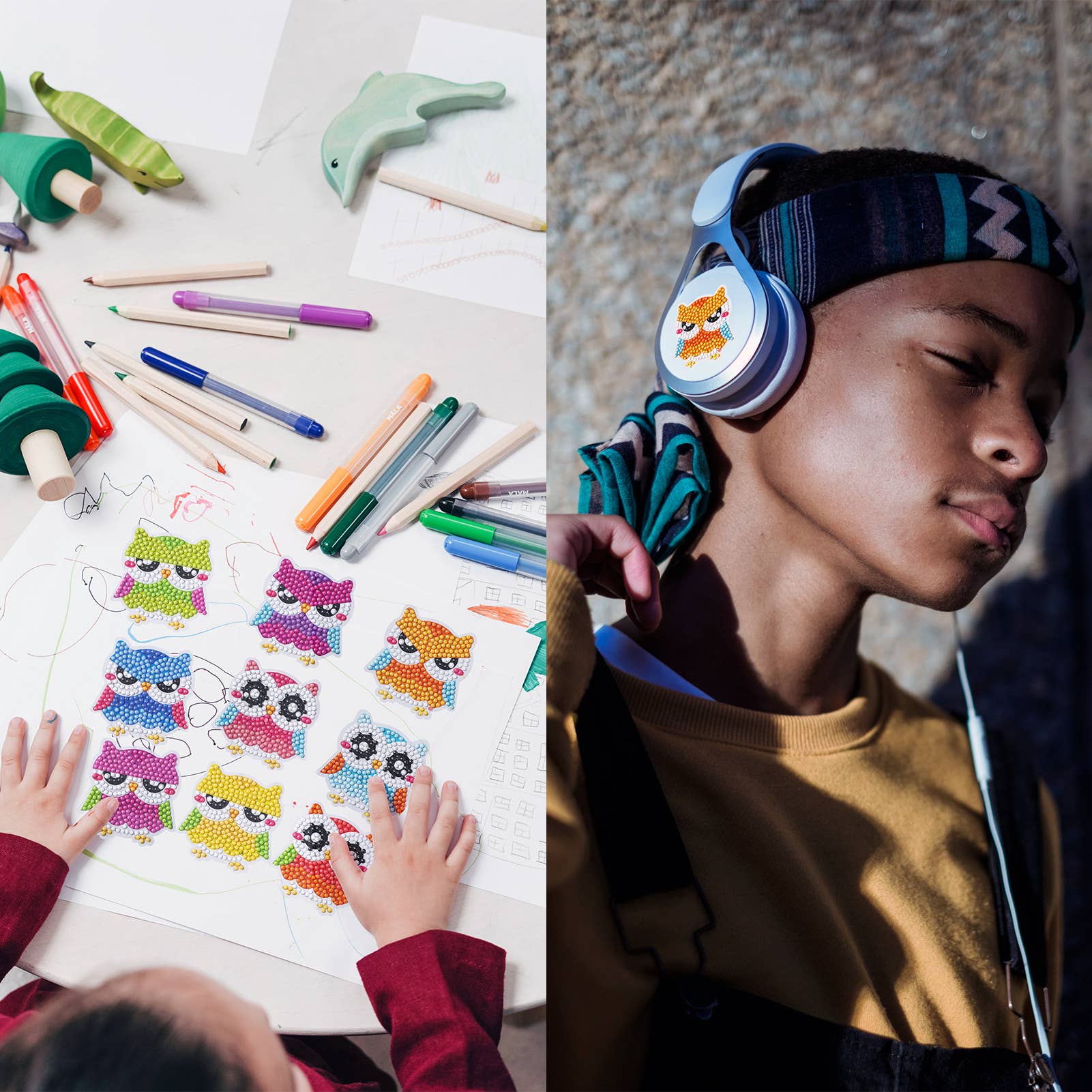 Busy Charlie LLC – Kit de artesanato DIY - Criança por atacado – Kit de pintura de diamante 5D para crianças - Owl Party4