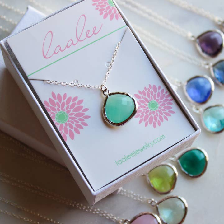 Laalee Jewelry - Wholesale Pendant/Charm Necklace - Large Gemstone Glass Necklaces Gemstone Glass Jewelry Silver2