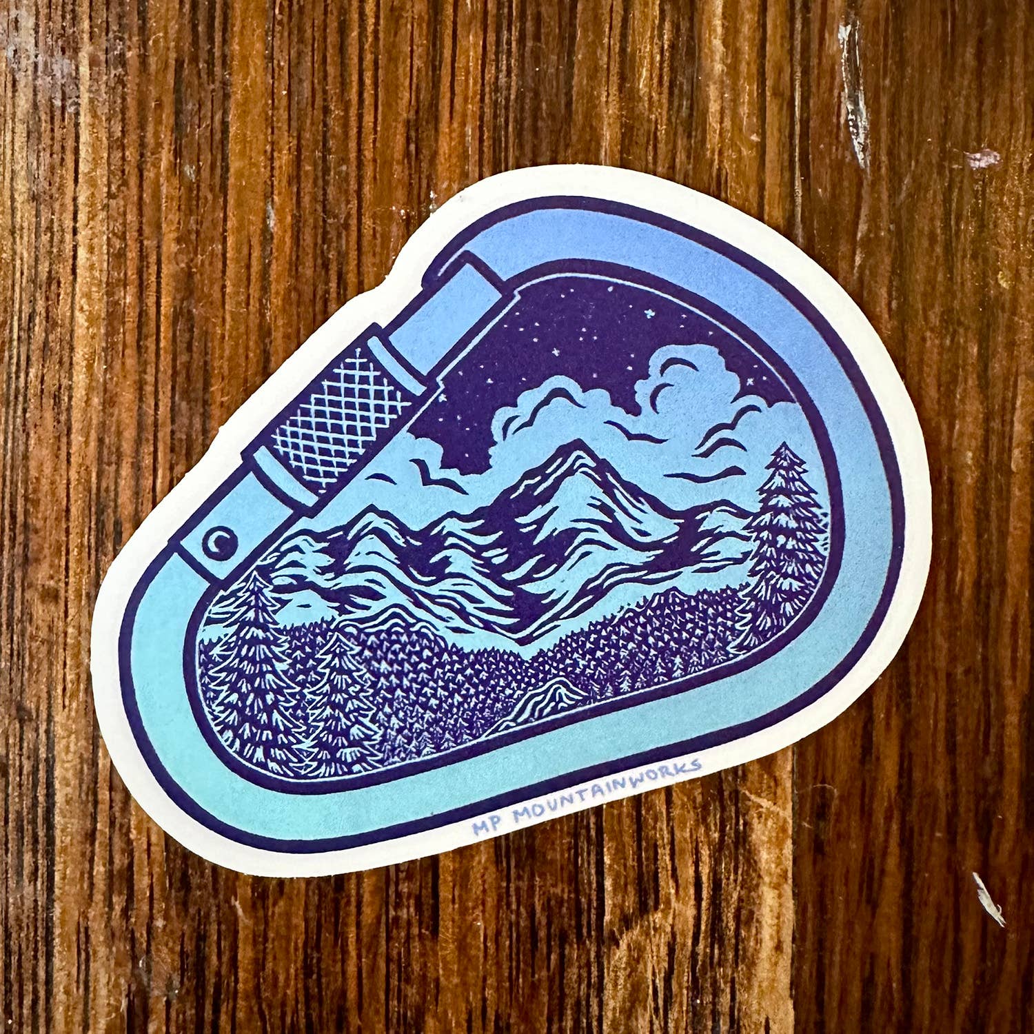 MP Mountainworks - Wholesale Sticker - Mountain Carabiner Vinyl Sticker1