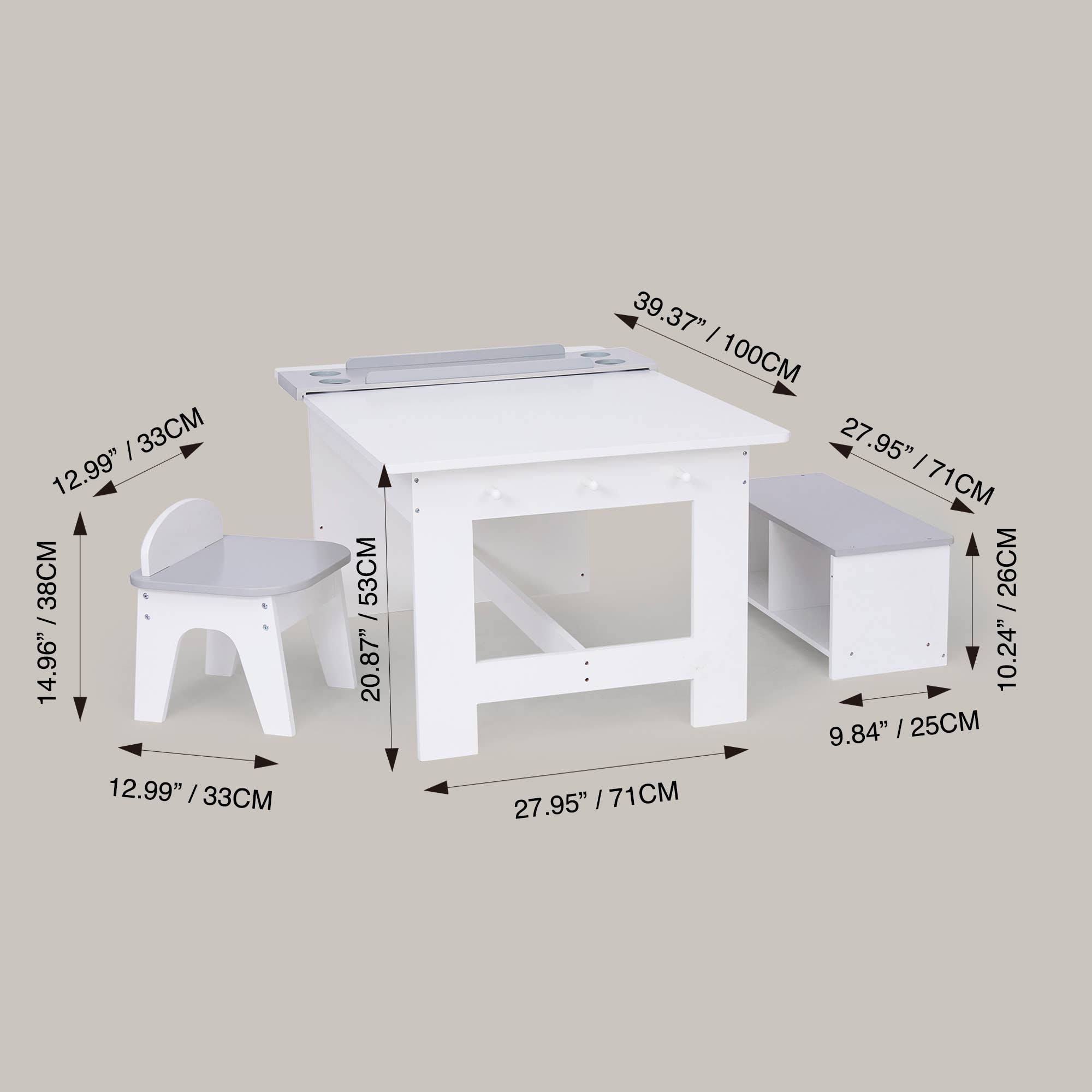 White Gray Little Artist Monet Play Art Table Kids Furniture-White/Gray for wholesale on Faire3