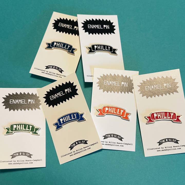Philly Enamel Pin Philadelphia Pennsylvania Banner Souvenir for wholesale by Made by Nilina