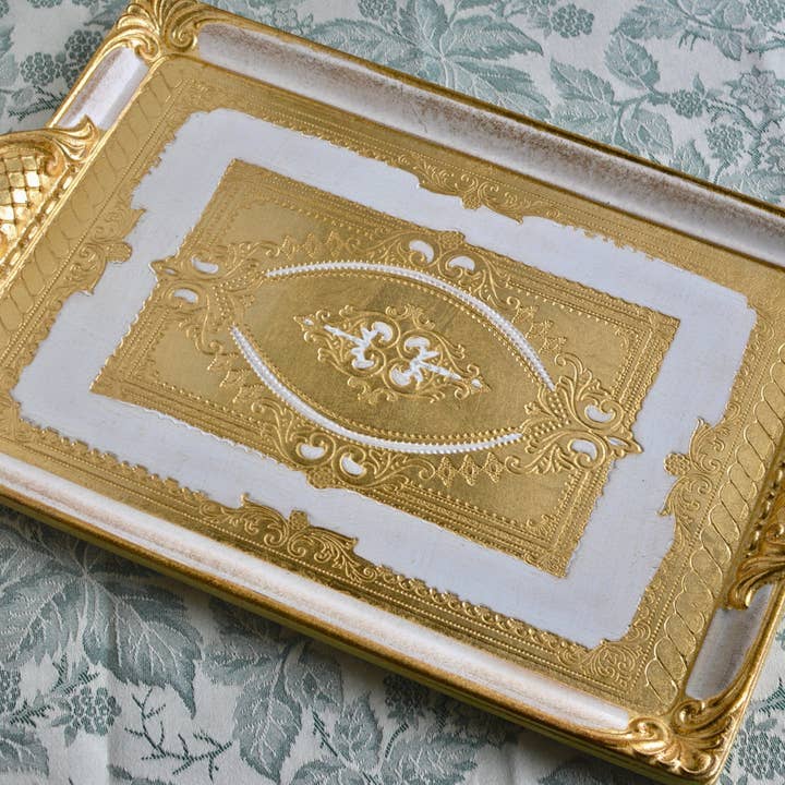 Via Graceffo - Wholesale Decorative tray - Florentine Carved Rectangle Tray with Handles, M or L, Made in Italy16