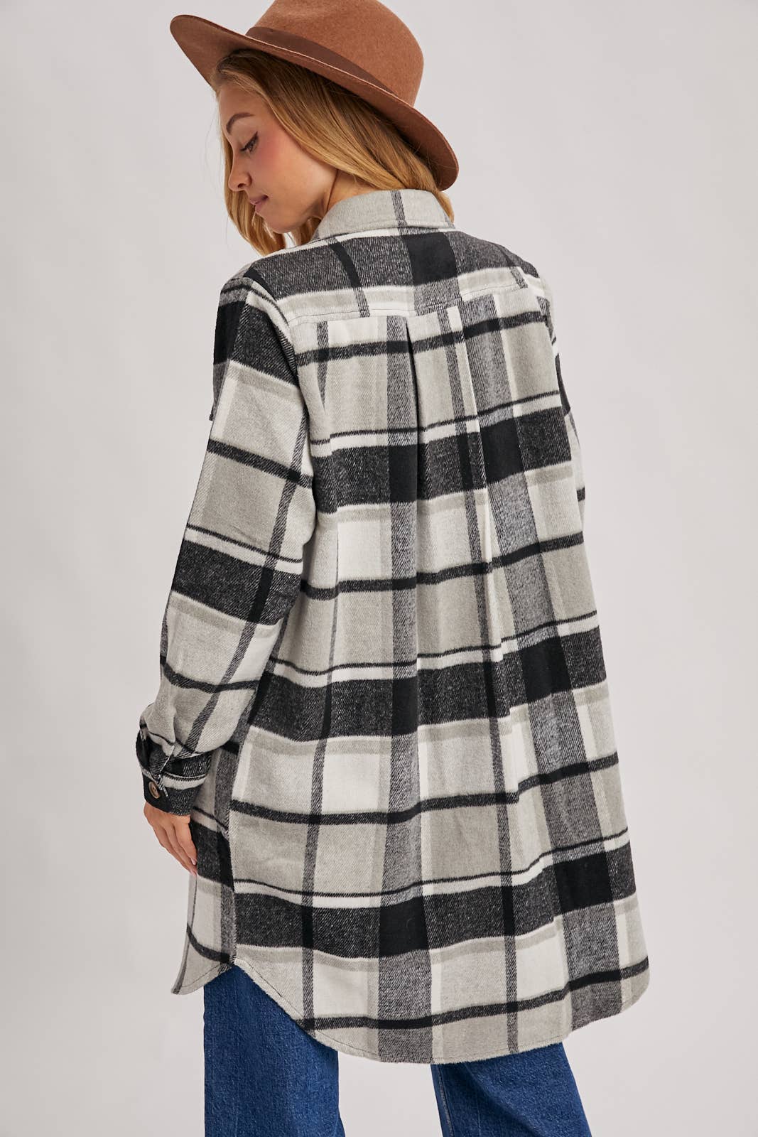 Bluivy – Engroshandel Skjortejakke/shacket – til kvinder – FLANNEL PLAID LANGLINE SHACKET27