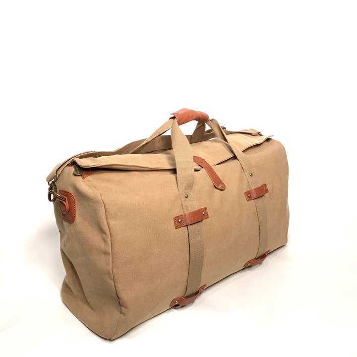 Canvas Duffle - Washed Camel Canvas for wholesale by Bellemonde