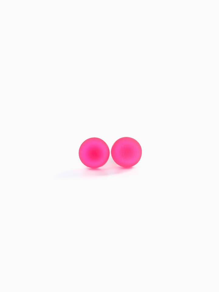 Neon pink tiny 8mm stud earrings, Hypoallergenic earrings fo for wholesale by Ollicraft Jewelry
