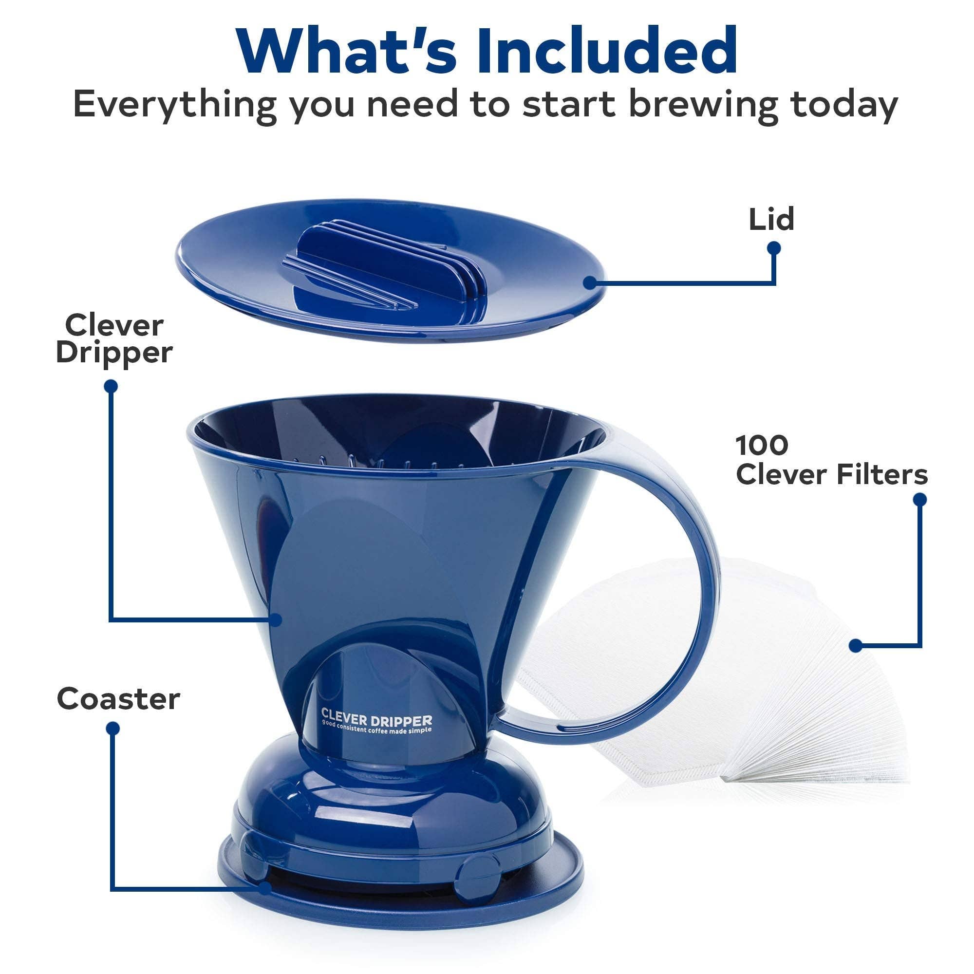 Sable Brew - Wholesale Pour Over & Dripper - Clever Coffee Dripper and Filters, Large 18 oz (Royal Blue)1