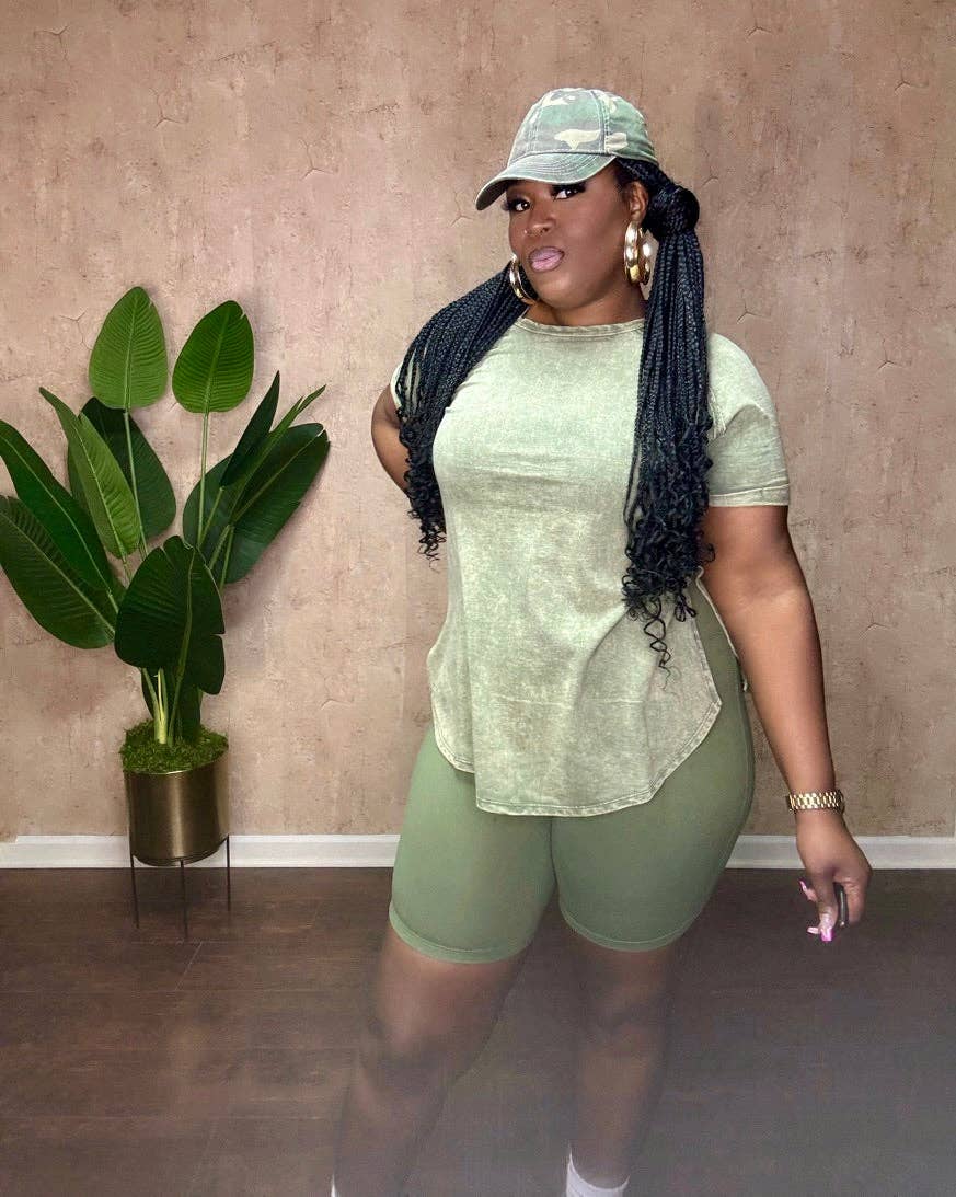 Ash Olive ACID WASHED BIKER SET (Ash Olive) for wholesale on Faire6