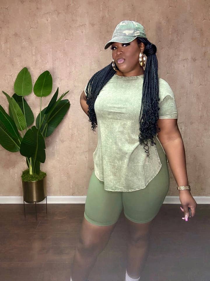 Ash Olive ACID WASHED BIKER SET (Ash Olive) for wholesale on Faire6