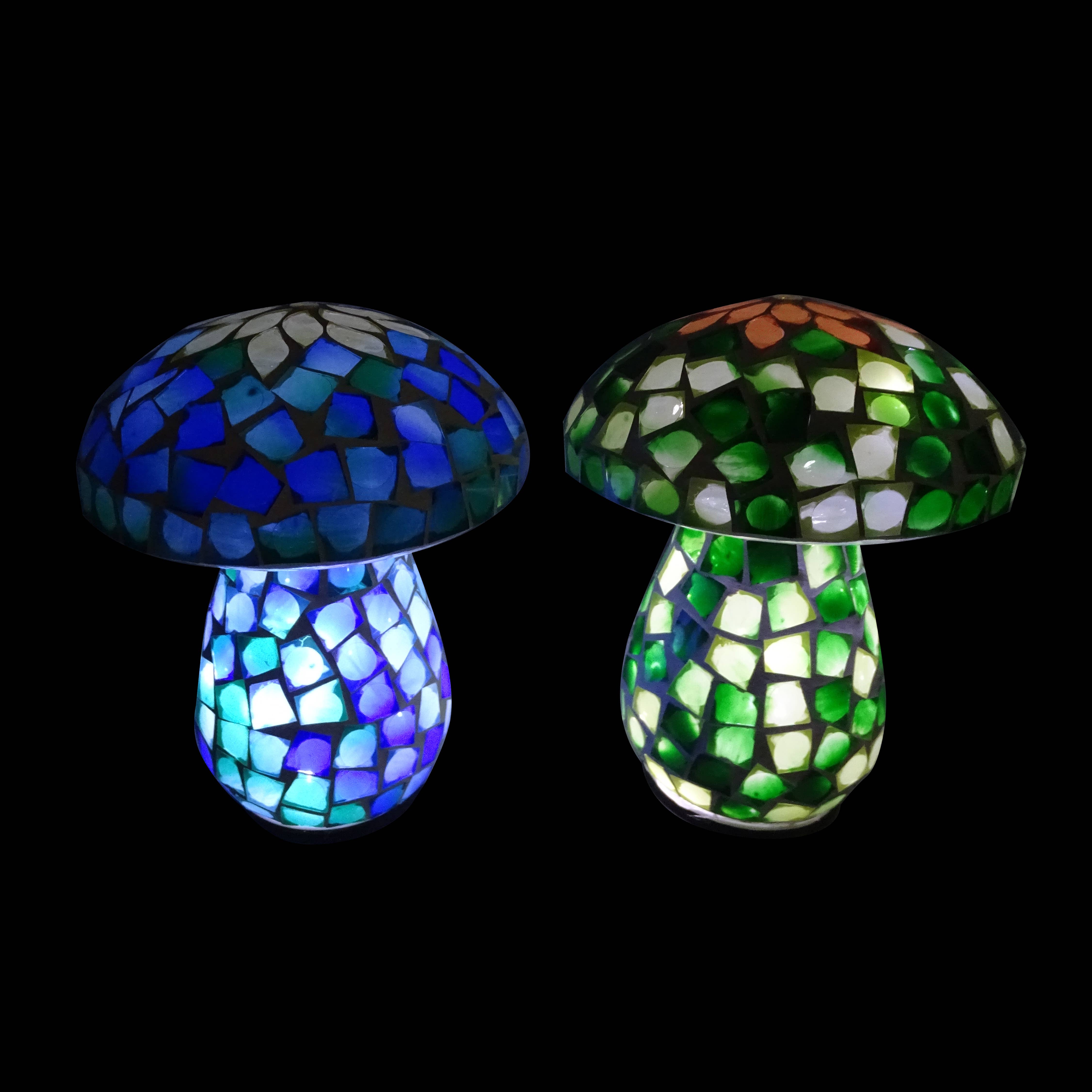 mushroom　0324 Wholesale Mosaic Glass Mushroom w/Cool White LED Lights- TP