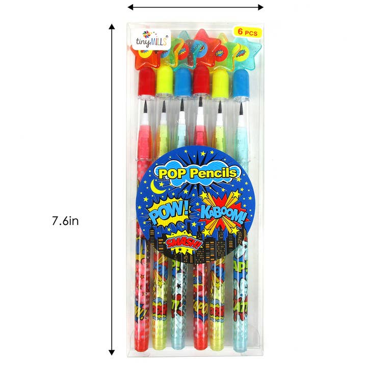 Tiny Mills – wholesale Pencil – 6 Pcs Superhero Multi-Point Pencils1