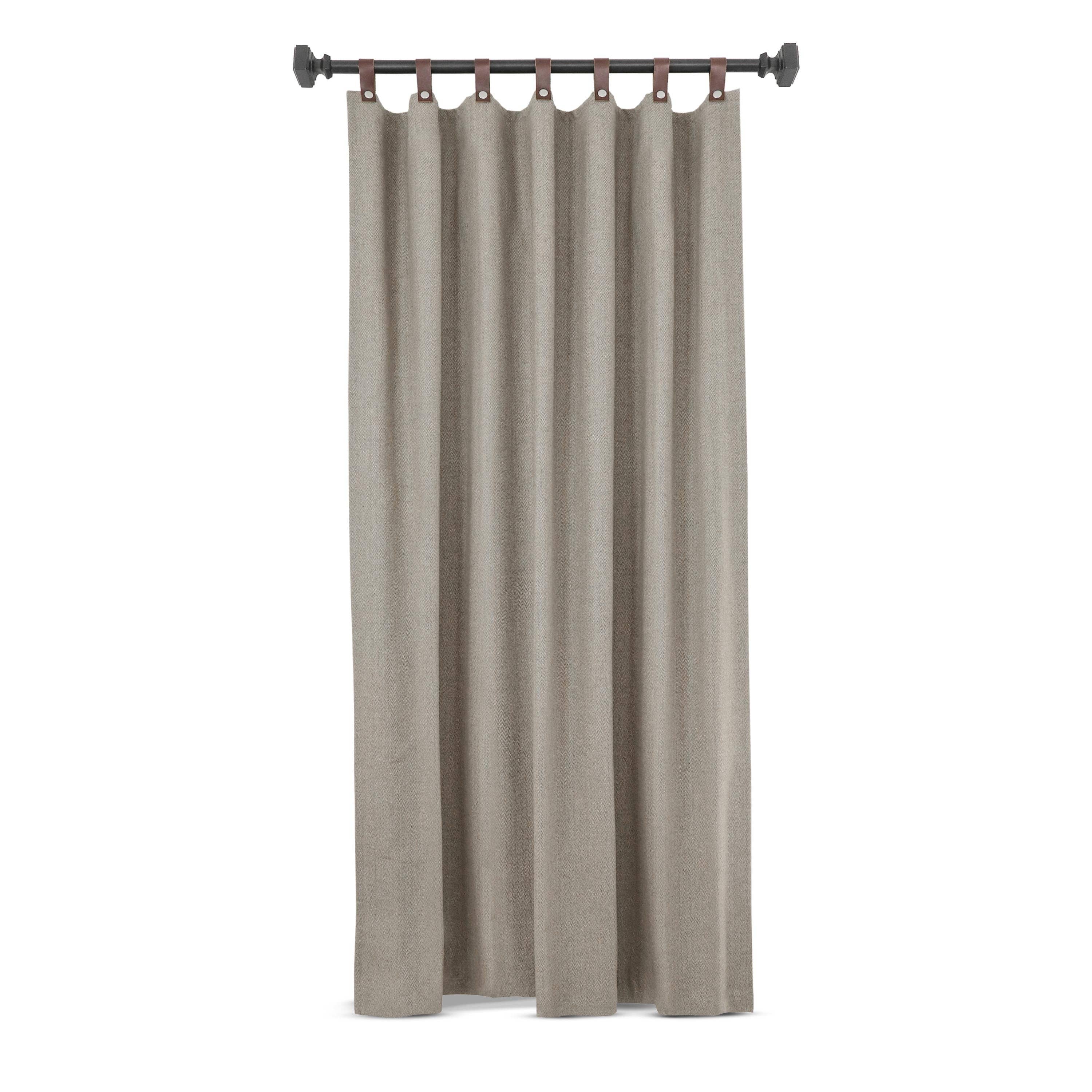 Amore Beauté - Wholesale Curtain - Taupe Chevron Wool Curtains With Leather Tabs2