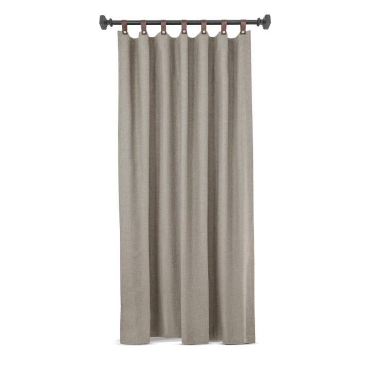 Amore Beauté - Wholesale Curtain - Taupe Chevron Wool Curtains With Leather Tabs2