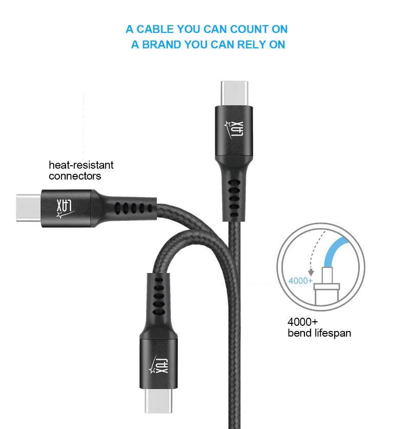 LAX Gadgets - Wholesale Charging Cable - Fast Charging USB-C to USB-C Braided Cables—Retail pack8