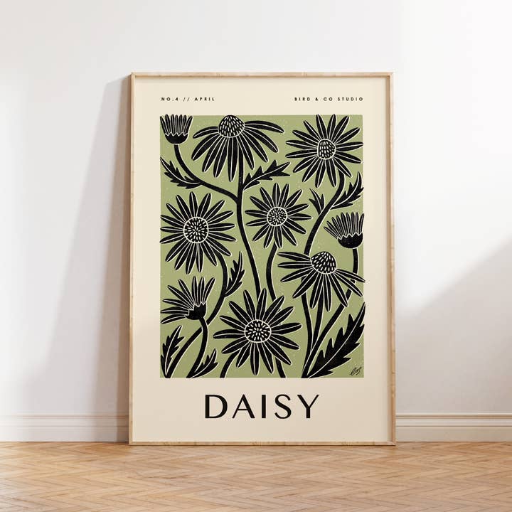April Daisy | Botanical Birth Flower Art Print for wholesale by Bird & Co Studio