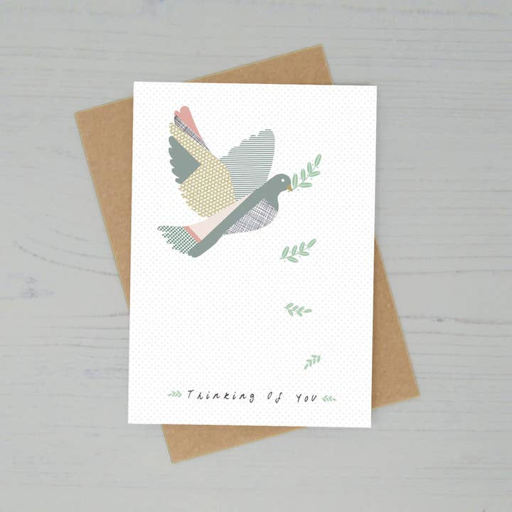 Cartes Thinking of You - Colombe - Paquet de 6 pour la vente par Lucy Alice