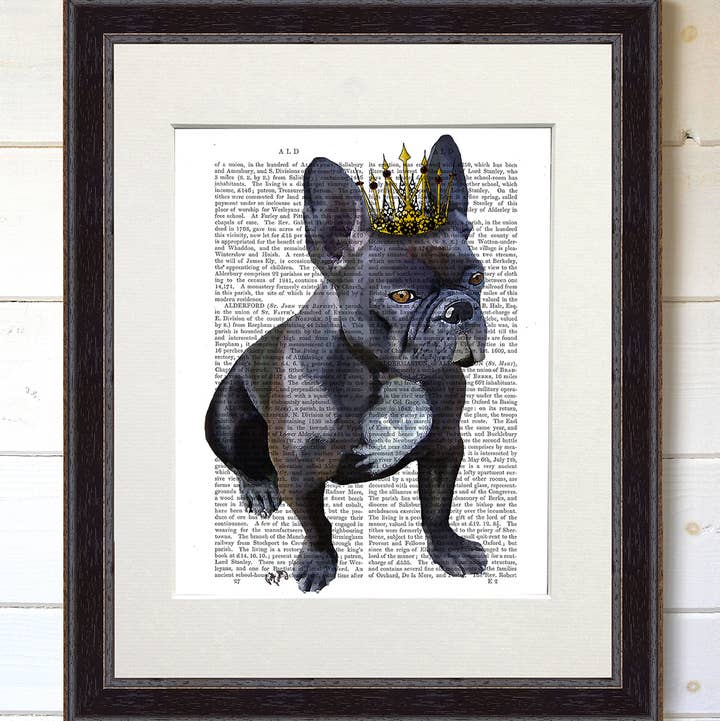 FabFunky Ltd - Vente Affiche d'art - Roi bouledogue français, impression de livre de chien/Art Imprimé/Art mural4