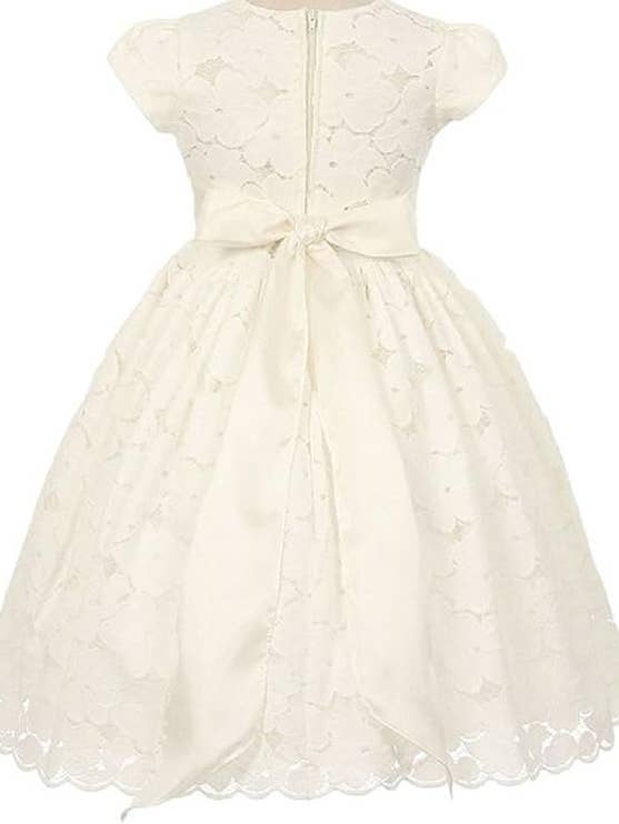 iGirlDress - Vente Robe – enfant - Robe Fille Manches Courtes en Coton Dentelle Florale Petite Fille3