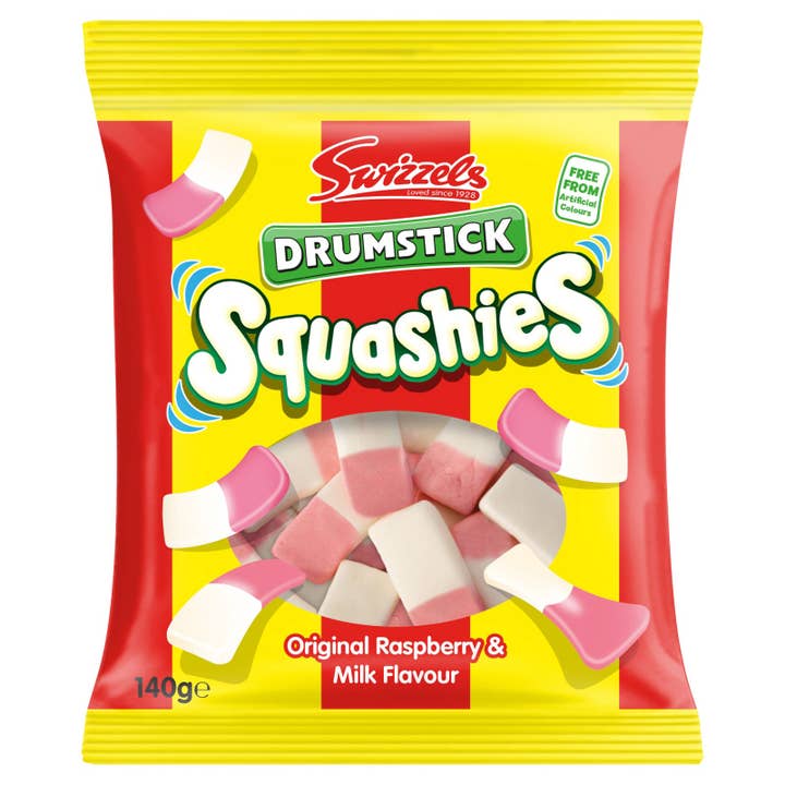 Swizzels Drumstick Squashies Original Raspberry & Milk 140g (UK) for wholesale by Global Bite Co