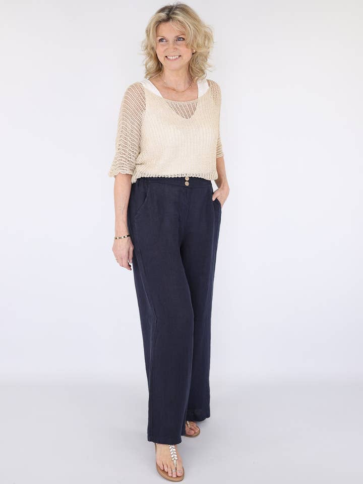 Cadenza Italy Ltd - Wholesale Pants - Women's - Wide Straight Leg Linen Trousers