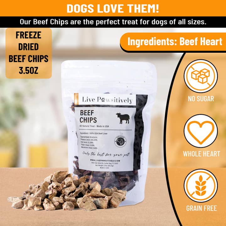 Live Pawsitive - Wholesale Pet treats – Dog - Beef Chips1