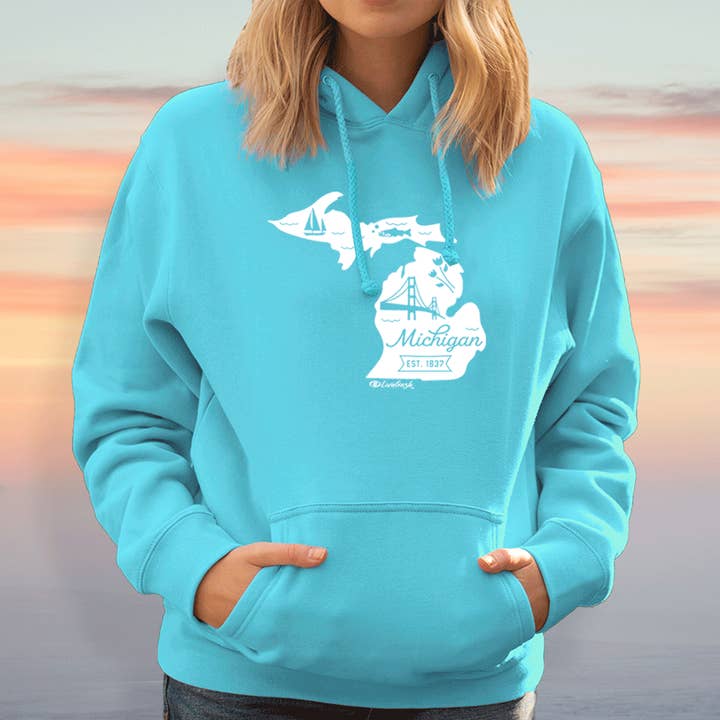 "Vintage Michigan" Relaxed Fit Classic Hoodie for wholesale by LIVNFRESH
