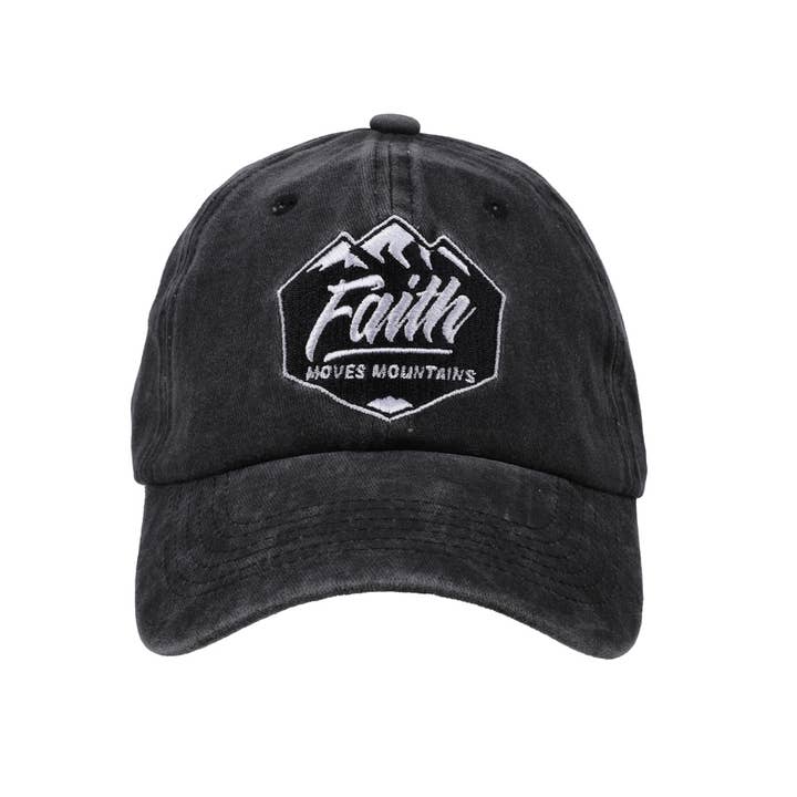 Hat - Grey - "Faith Moves Mountains" for wholesale by Swanson Christian Products