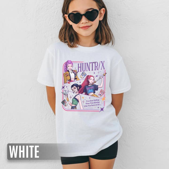 Glaime - Wholesale Screen Printed T-Shirt - Kids - Comfort Colors Huntrix Girls Youth Shirt,Kpop Lovers Kid Tee2