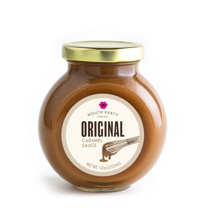 Original caramel sauce 12oz jar for wholesale by Mouth Party, LLC