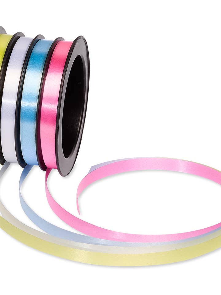 Curling Poly Ribbon Yellow, Pink, Aqua, White for wholesale by DICKENS INC.