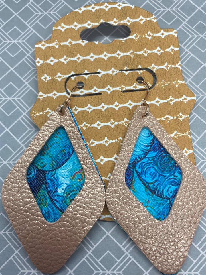 Blue Mermaid Scale with Rose Gold Faux Leather Overlay for wholesale by Mr. Mediocrates